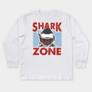 shark zone, shark jaws, shark attack, sharknado, shark land, Kids Long Sleeve T-Shirt